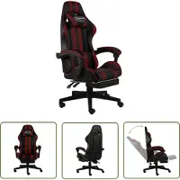 The Living Store Chaise de jeu avec repose-pieds Noir et bordeaux Similicuir