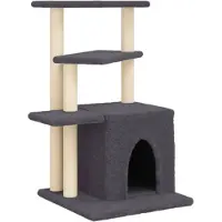 vidaXL Arbre à chat avec colonnes à griffer en sisal gris foncé 83,5 cm