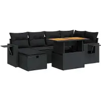 vidaXL Ensemble de jardin canapé 8 pièces avec coussins noir poly rotin
