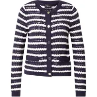 s.Oliver Black Label Cardigan bleu foncé / blanc
