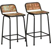 vidaXL Tabouret de bar 2 pcs. 46x35,5x80 cm Vieux bois massif