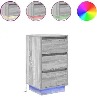 vidaXL Table de chevet avec lumières LED sonoma gris 38x34x65 cm