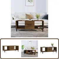 The Living Store Table basse marron imitation chêne 102x50x40 cm bois composite