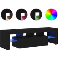 vidaXL Armoire TV avec lampes LED noir aspect chêne 140x36,5x40 cm