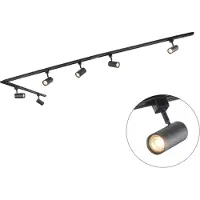 QAZQA Système d'éclairage sur rail moderne avec 6 spots noirs 1-Phase 286cm - Iconic Jeana