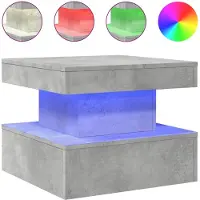The Living Store Table basse avec lampes LED gris béton 50x50x40 cm