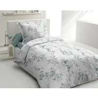 HOME LINGE PASSION POMPADOUR Parure de lit 140x200 cm : housse de couette + 1 taie d'oreiller - 100% coton, 57 fils par pouce - Vert