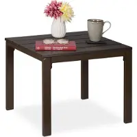 Relaxdays Table d'appoint pour balcon, résistante aux intempéries, convient également pour la terrasse et le jardin, dimensions : 39 x 52 x 48 cm, petite table d'extérieur, marron