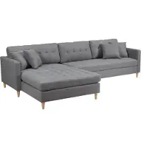 Ebuy24 Marino Deluxe canapé chaise longue tourné vers la droite ou la gauche avec coussins tissu gris.