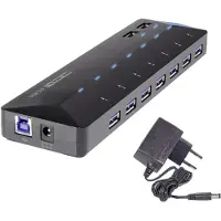 Renkforce RF-3806034, USB 3.2 Gen 1 (3.1 Gen 1) Type-B, USB 3.2 Gen 1 (3.1 Gen 1) Type-A, 5000 Mbit/s, Noir, AC, 12 V