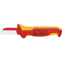 Knipex poignées à gaine en plastique multi-composant, Matériau de la lame : Acier à outils spécial, Lame fixe à lame droite, Dos de lame à gaine en plastique