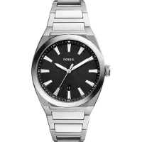Fossil Montre à affichage analogique noir / argent