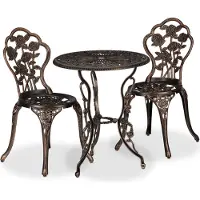 Relaxdays Ensemble de mobilier de jardin , 3 pièces, table et 2 chaises, mobilier de balcon vintage, fonte d'aluminium, salon de jardin, noir/bronze