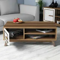 Skye Decor , Ayla - Noyer, Blanc, Table basse, Noyer, PANNEAUX DE PARTICULES 100 % MÉLAMINÉS, 105 x 60 x 38,2 cm