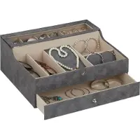 Relaxdays Coffret à bijoux, Gris
