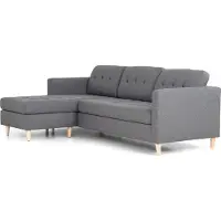 Ebuy24 Marino Sofa, Canapé avec chaise longue réversible à droite ou à gauche, en tissu gris clair avec pieds en bois.