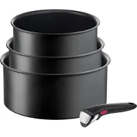 Tefal Set de Ingenio Ultimate Batterie de cuisine L7649453 - 4-pièces, Cuiseur universel fr, 16-20 cm, Antiadhésif, Poignée amovible, Répartition uniforme de la chaleur, noir