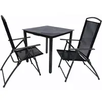 VCM Ensemble de meubles de jardin 3 pièces / groupe de salle à manger / 1x table, 2x chaises / table Dimensions env. H. 76 x W. 80 x D. 80 cm / Ensemble de dossier 80S