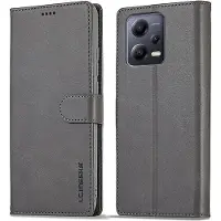 LC.Imeeke Xiaomi Poco X5 Pro - étui en cuir gris (Xiaomi Poco X5 Pro, Xiaomi Redmi Note 12 Pro 5G), Coque pour téléphone portable, Gris