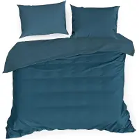Eurofirany Linge de lit en satin 220x200 Nova bleu marine monochrome