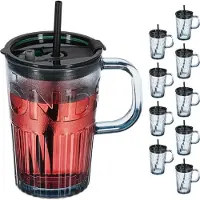 Relaxdays 10x jarres-paille, Verres, Gris