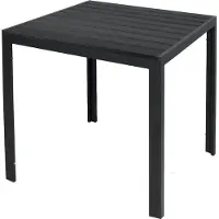 Mojawo Imitation bois Table de jardin Outdoor Table de salle à manger en aluminium noir 90x90cm