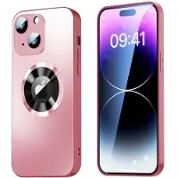 Sign Étui magnétique pour iPhone 15 Plus avec cache-objectif et vue du logo - rose (Apple iPhone 15 Plus), Coque pour téléphone portable, Pink