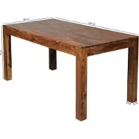 FineBuy Table à manger rectangulaire 160 cm en bois massif de sheesham - Table de salle à manger design pour 6 à 8 personnes - Table de cuisine de style rustique - Table en bois massif