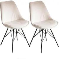 Wohnling Chaise de salle à manger, lot de 2, velours beige, chaise scandinave, chaise de cuisine
