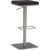 Wohnling Tabouret de bar Noir Similicuir Acier inoxydable Chaise de bar moderne Chaise de comptoir pivotante Rembourrée Tabouret de bistrot Métal Haut Tabouret de comptoir Réglable en hauteur