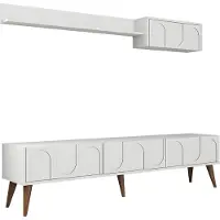 Skye Decor , meuble TV de haute qualité (3 éléments) - 100% mélaminé, blanc et noyer, 180 cm