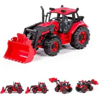 Polesie Jouet Tracteur Chargeur à roues 91864 Chargeur frontal, volant d'inertie, Trecker rouge