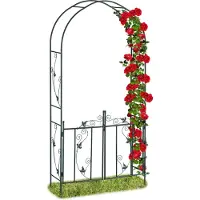 Relaxdays Arche De Rosiers Avec Porte, Treillis Plantes Grimpantes, Tuteur Métal Rosiers