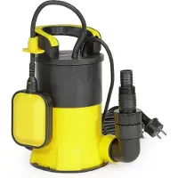 Wiltec Pompe à eau immergée à aspiration plate 400 W – Jusqu’à 1 mm – 8000 l/h – Refoulement max. 5 m, profondeur max. 7 m – Interrupteur à flotteur, Thermorégulateur – Pompe submersible Eau propre
