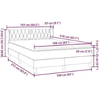vidaXL Lit boxspring avec matelas gris clair 160x210 cm velours