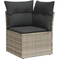 The Living Store Canapé d'angle de jardin avec coussins gris clair Poly rotin