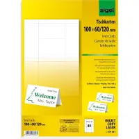 Sigel DP047 - Ultra blanc - 60 x 100 mm - 185 g/m² - 40 unités (20 feuille(s) x 2 cartes d'invitation