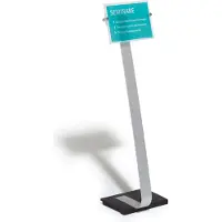 Durable Panneau d'affichage Crystal Sign, format A4 vertical &amp; horizontal, réglable en hauteur &amp; pivotant, 2 films &amp; instructions, aluminium &amp; verre acrylique, argent métallisé