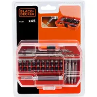 Black & Decker Jeu d'embouts et de mèches de 45 pièces (comprenant 6x mèches hexagonales HSS, 30x embouts de (Cruciforme Phillips PH, Cruciforme Pozidriv PZ)