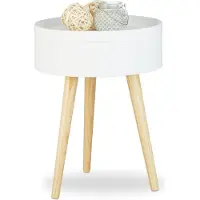 Relaxdays Table d'appoint table de chevet scandinave nordique avec plateau amovible rangement, HxlxP: 50 x 38 x 38 cm, blanc