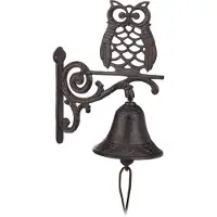 Relaxdays Cloche Sonnette Murale Fonte Chouette Hibou Clochette Porte Seuil Jardin Vintage
