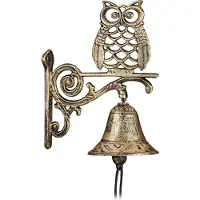 Relaxdays Cloche Sonnette Murale Fonte Chouette Hibou Clochette Porte Seuil Jardin