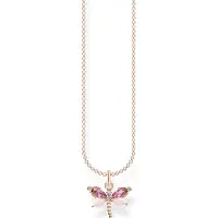 Thomas Sabo Chaîne libellule avec pierres or rose, (Argent 925, Argent sterling 925, Argent sterling 925)