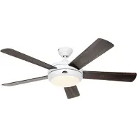 CasaFan Ventilateur de plafond, design silencieux 132 Cm, télécommande, laqué blanc pales bois Noyer et Cerisier lampe CASAFAN Titanuim