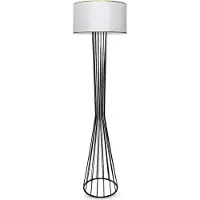 Opviq , lampadaire moderne 100 % métal, hauteur 155 cm, douille E27 (max. 40 W), abat-jour en tissu blanc (21 x 38 cm) | Un design industriel élégant qui s'intègre dans toutes les pièces.