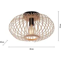 JUST LIGHT Plafonnier, bois naturel, H 23 cm