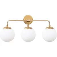 Opviq , applique murale élégante en métal doré, 56 x 21 x 27 cm | Diffuseur en verre (diamètre : 15 cm, hauteur : 15 cm) | 3 douilles E14, 40 W max. | Idéale pour les hôtels et les espaces de vie.