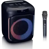Lenco PA-101BK - Enceinte de fête Bluetooth avec effets lumineux LED - 100W RMS, USB, 14 heures d'autonomie - Noir