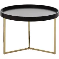 FineBuy Table basse 58,5 x 42 x 58,5 cm Table de salon ronde en métal, design rétro, table de salon moderne, petite table de salon, noir / or
