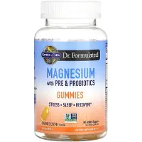 Garden of life , Gommes de Magnésium avec Prébiotiques et Probiotiques, Crème d'Orange, 60 Gommes